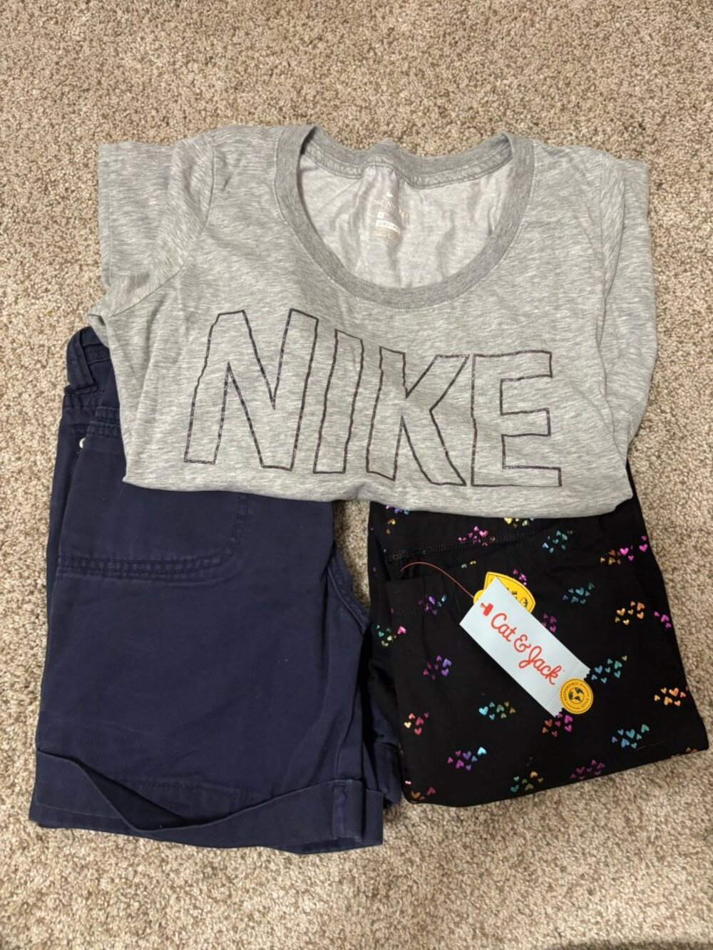 Girls Bundle — Nike Dri-Fit Tee, Arizona Shorts & Cat & Jack Leggings